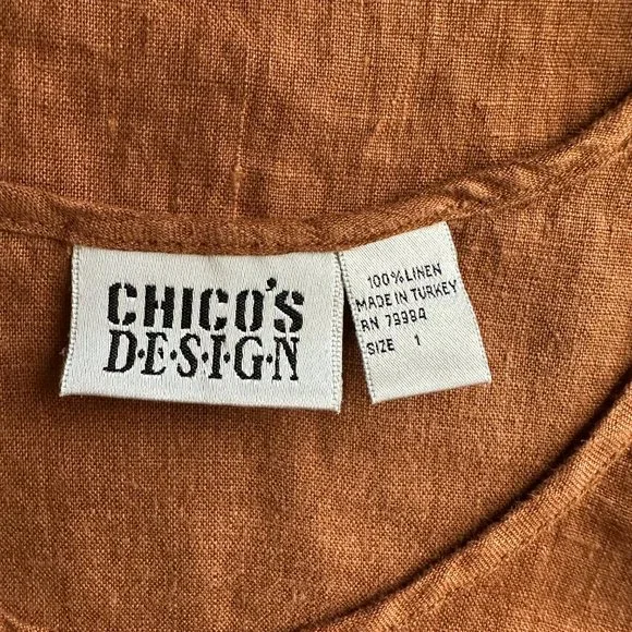 Chic Chico's Design 100% Linen Sleeveless Brown Midi Dress Size 1( USA M/8) - Picture 3 of 12